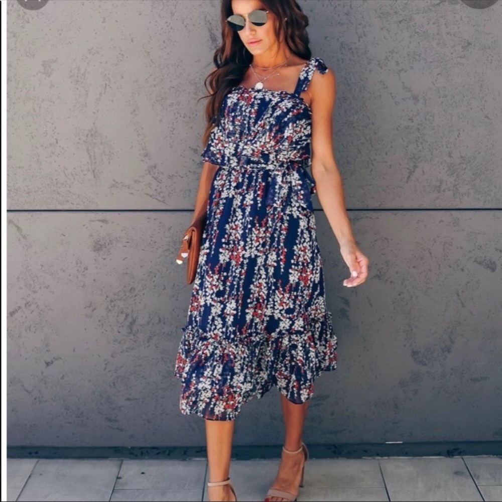 VICI Dolls Shaken Not Stirred Floral Midi Dress